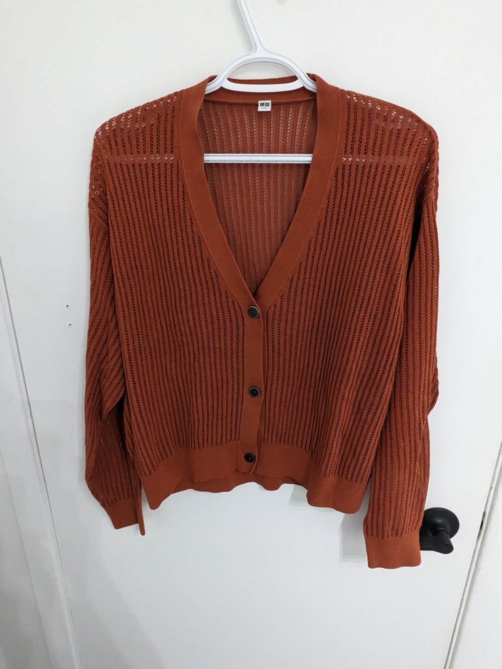 Uniqlo Women Mesh Long sleeve short cardigan burnt orange